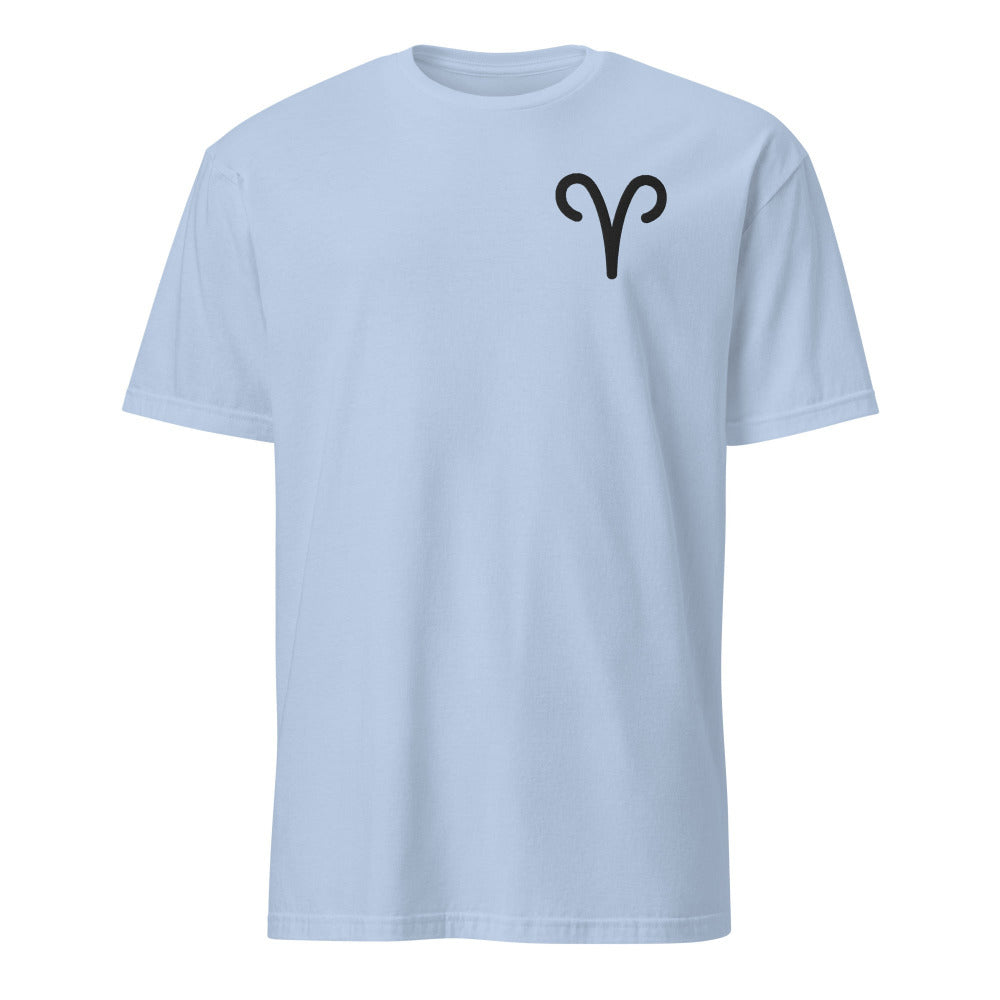 Aries Zodiac Symbol Embroidered TShirt - Light Blue Color - https://ascensionemporium.net